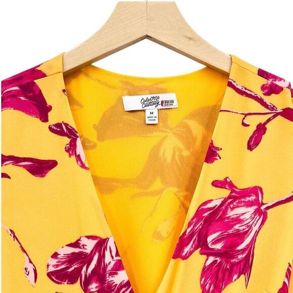 Color Me Courtney Eleanor Wrap Dress in Yellow orchid bloom Size M - Picture 7 of 8